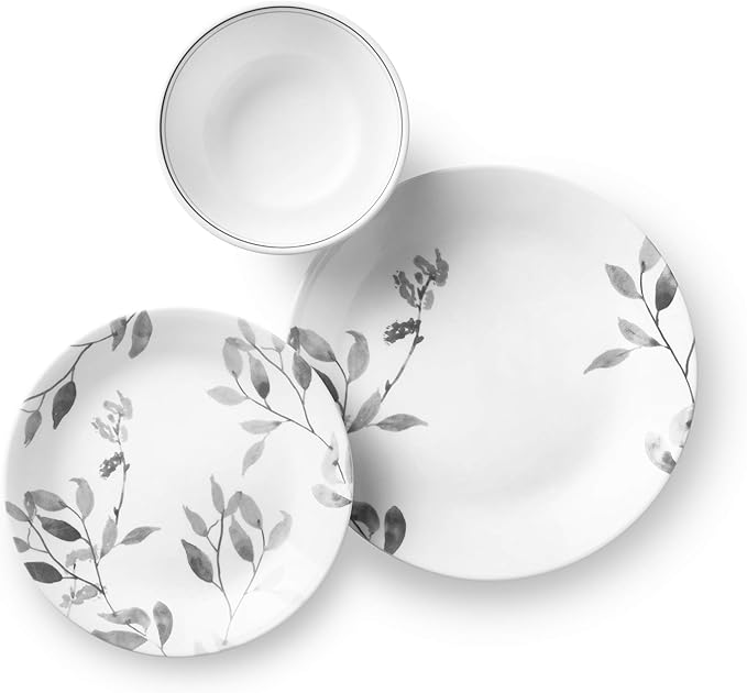 Corelle Boutique Misty Leaves 12-Piece Dinnerware Set Service for 4