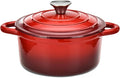 Hamilton Beach 3-Quart Enameled Cast Iron Dutch Oven with Lid | Heavy-Duty Pot for Braising Roasting &amp Baking | Red