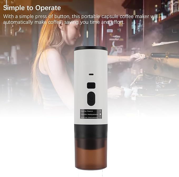 ANGGREK Portable Capsule Coffee Maker 72W Automatic Cordless Heating Small Electric Coffee Machine with USB Charging for Home Outdoor Travel Car Use