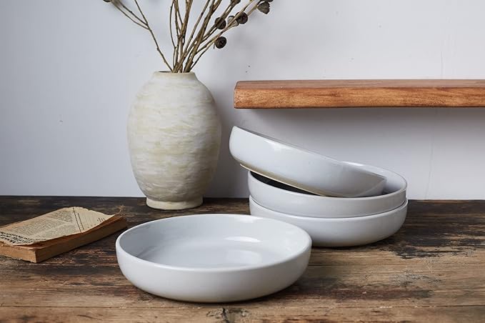 Famiware Milkyway Plates and Bowls Set For 4 16 Pieces Dinnerware Sets Light Gray