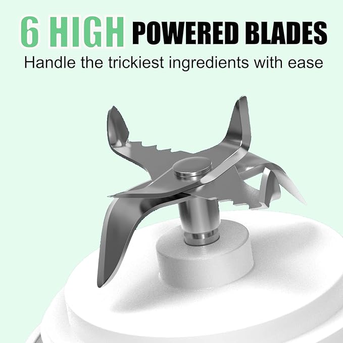 20 Oz Portable Blender for Shakes Smoothies Travel Gym Home Office Personal Size with 6 Blades Waterproof USB Rechargeable Handheld Blender Cup Black