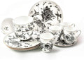Botanic Plates and Bowls Sets Dishes Set for 4 Ceramic Plates and Bowls Set Service for 4 Bone China Dinnerware Set Salad Dessert Plates and Cereal Bowls Set Microwave safe by KOKEN