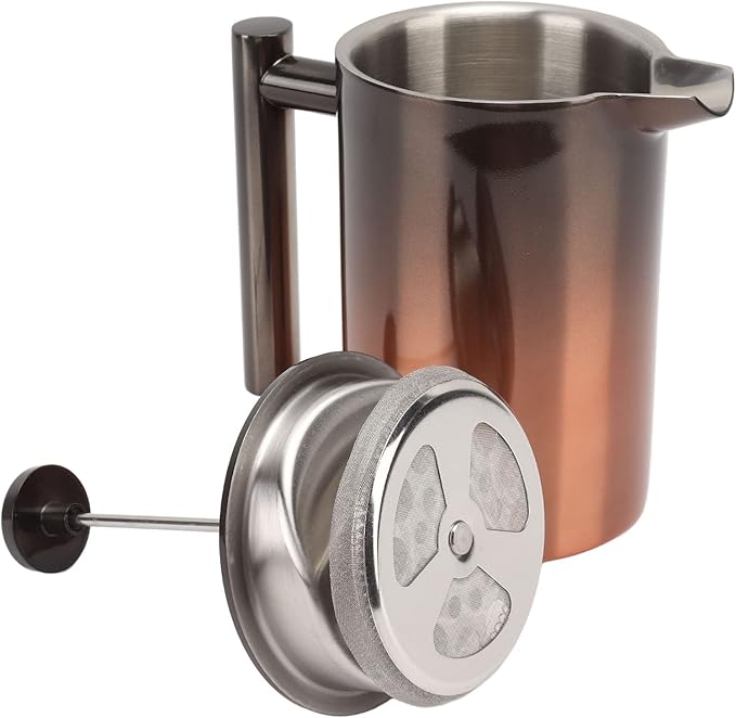 French Press Coffee Maker Stainless Steel Double Wall Insulated 304 Teapot Rust Proof Coffee Press Ideal for Home Office Camping &amp Outdoor Travel (800ml)