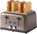 4-Slice Toaster with LCD Display Dual Control for Bagel 6 Shade Settings Extra Wide Slots Stainless Steel with High Lift Lever Removable Crumb Tray 1500W (Dark Metallic)