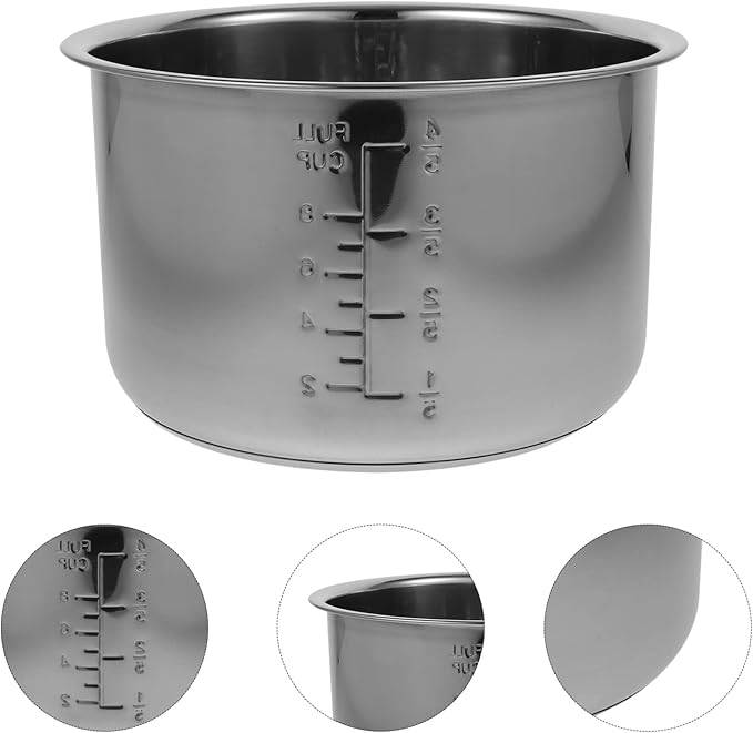 Kitchen Supply Stainless Steel Cookware Stainless Steel Inner Cooking Pot 4L Rice Cooker Liner Pot Electric Pressure Cooker Pot Silver Portable Electric Cooker