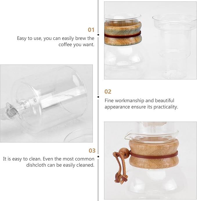 Gatuida Glass Cold Brew Coffee Maker Ice Drip Pot Multi-functional Glass Coffee Kettle Slow Dripping Cold Brew Brewer for Home and Office Use