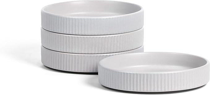 Stone Lain Haven Modern Stoneware 4 Piece Pasta Bowls Sets Dish Set for 4 Reactive Glaze Grey