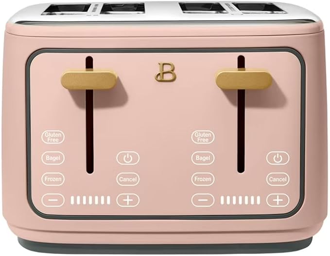 Four-slot Digital Touch Display Toaster with LED Countdown Extra Wide Self-Adjusting Slots Powerful Even Toasting (Rose)