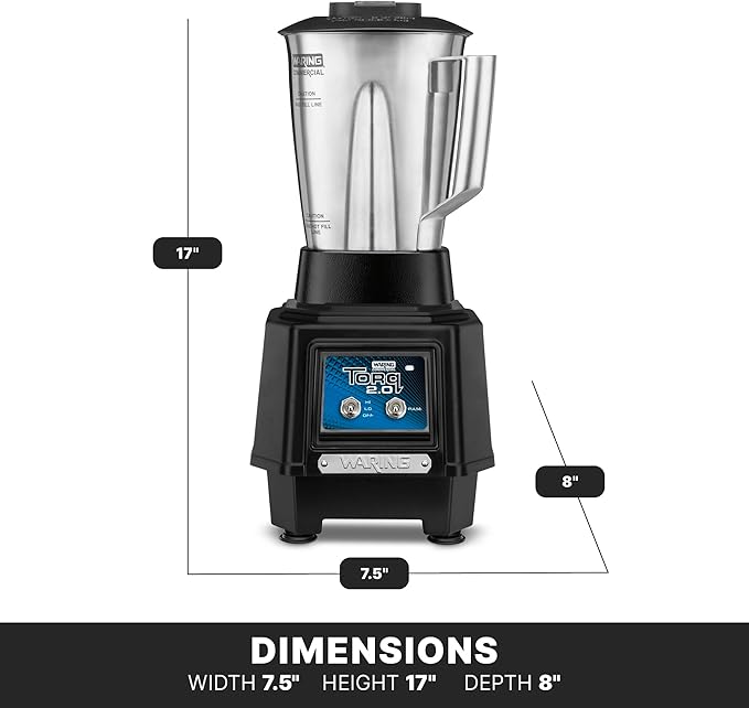 Waring Commercial TBB145S4 TORQ 2 Horsepower Blender 2 Speed Toggle Switch Controls with 48 oz. BPA Free Container 120V 5-15 Phase Plug