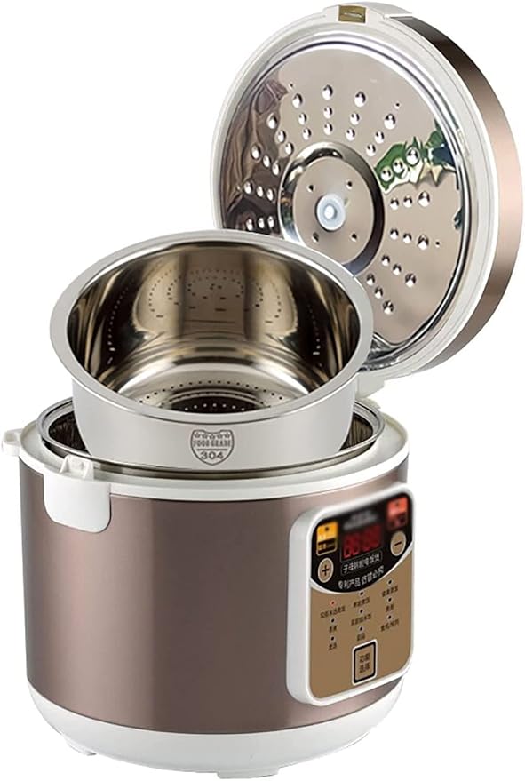 Rice Cooker 5L Large Capacity Food Grade 304 Stainless Steel Non-Stick Double Inner for Household&ampCommercial Use(B) (A)