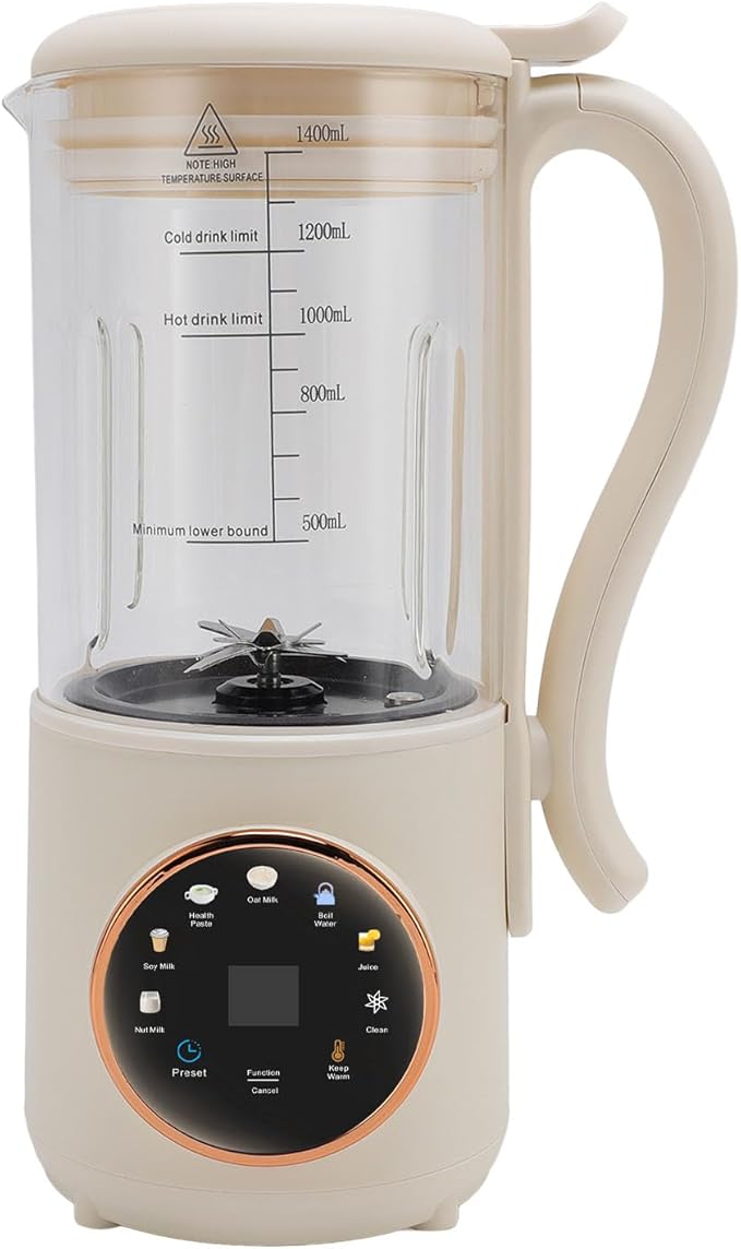 1.4L Nut Milk Maker Automatic Plant Based Milk Machine with 12 Blades Soy Milk Maker Juicer for Homemade Almond Oat Coconut Soy Milk DairyFree Beverages (US Plug)