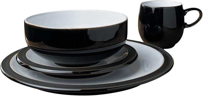 Denby Jet Black Boxed Tableware Set 16-Piece