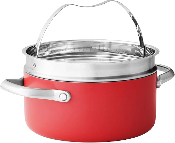 MEMBER MARK 11-Piece Modern Ceramic Cookware Set in Red 23x15x11