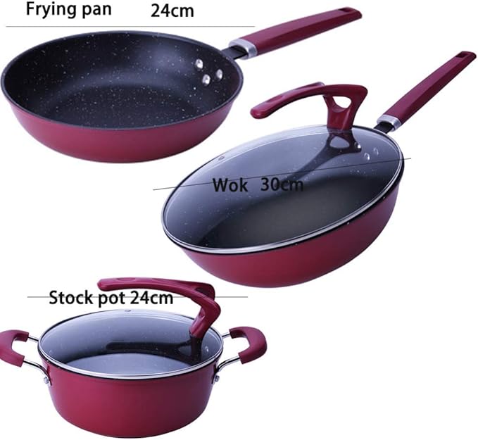Cooking Pot Pots and Pans Set – 3 Piece Cookware Set Non Stick – InductionTempered Glass Cover Firm HandleGas and Electric Hob Easy to Clean Omelette Pans