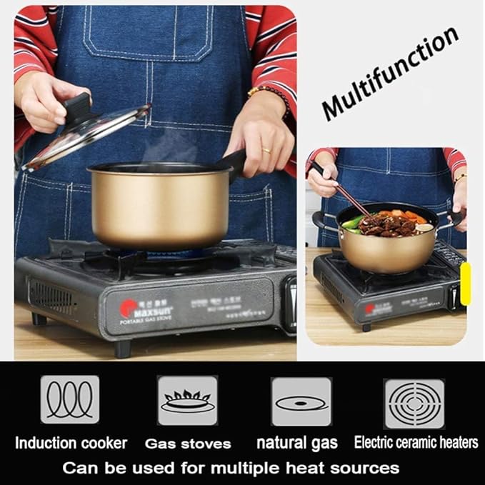 Kitchen Cooking Sets 3Pcs Cookware Set Pot Saute Pan Hot Milk Pan with Glass Lid Nonstick Home for Induction Cooker Cookware Sets