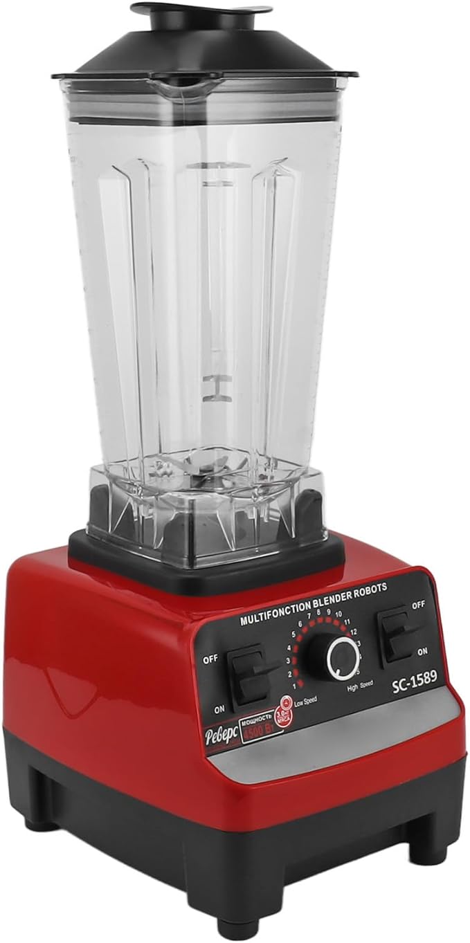 Countertop Blender 2L Food Processor with 6 Stainless Steel Blades Powerful Professional Blender for Ice Crushing Frozen Fruits Soups Dry Grinding (US Plug 110V)