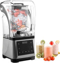 Commercial Shaved Ice Machine1800W Professional Electric Blender1.8L Multifunctional Stand Smoothie Maker with Mute HoodSpeed Adjustable and Timing Regulationfor Party Activities(Touch type)