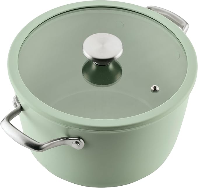 Circulon Halo with LaserDefense Ceramic Nonstick Pots and Pans with Lids Made without PFAS Compatible with All Stovetops Dishwasher and Oven Safe 11 Piece Cookware Set - Sage