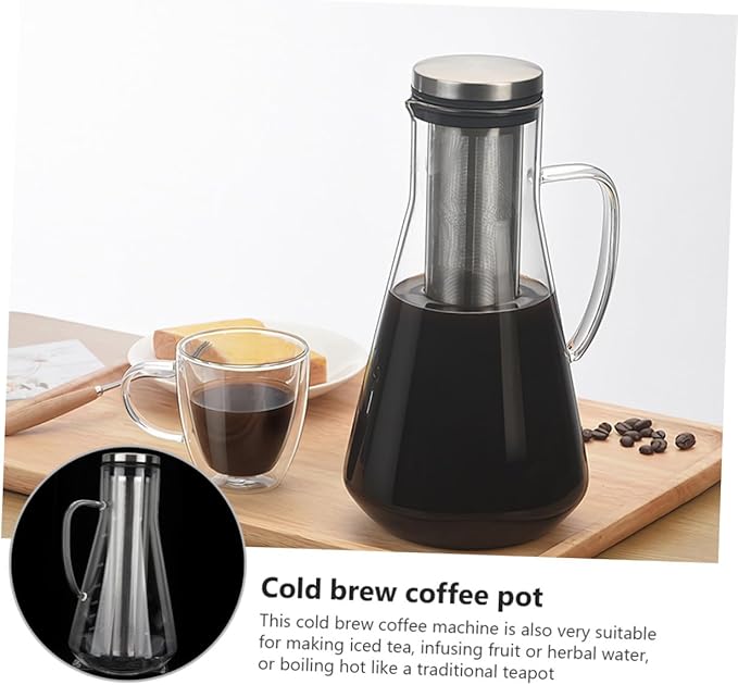 Alipis Large Capacity Cold Brew Coffee Maker 1600ml Borosilicate Glass Coffee Pot with Stainless Steel Filter Dual Use at Home