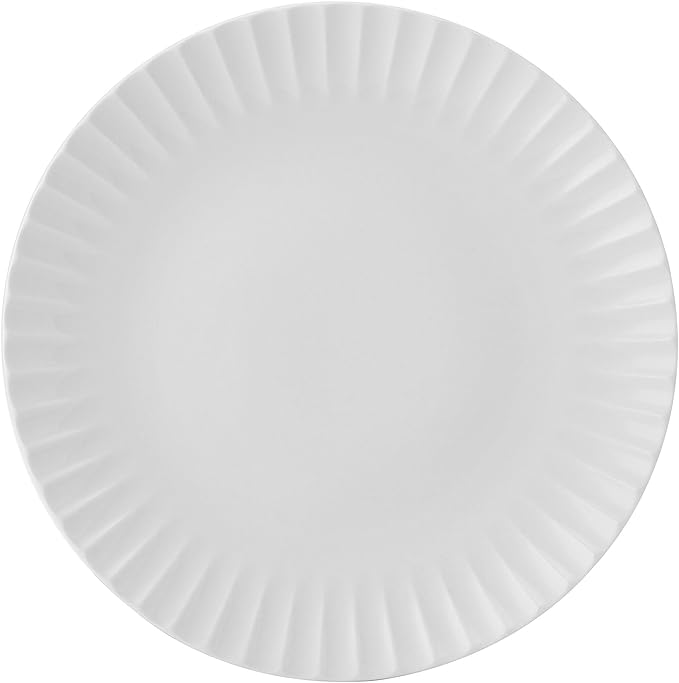 Pfaltzgraff Fluted Grace 24 Piece Porcelain Plate and Bowl Dinnerware Set Service for 8 Fluted Design Durable for Everyday Use White