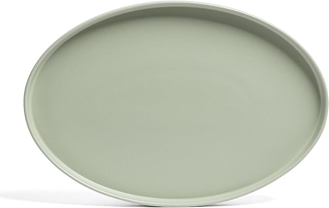 over&ampback Stackable Stoneware Serving Platter - Elegant 1-Piece Oval Serving Platter to Complete Your Kitchen Set - Perfect for Appetizers Desserts and More - 16 L x 11 W - Semi-Matte Sage