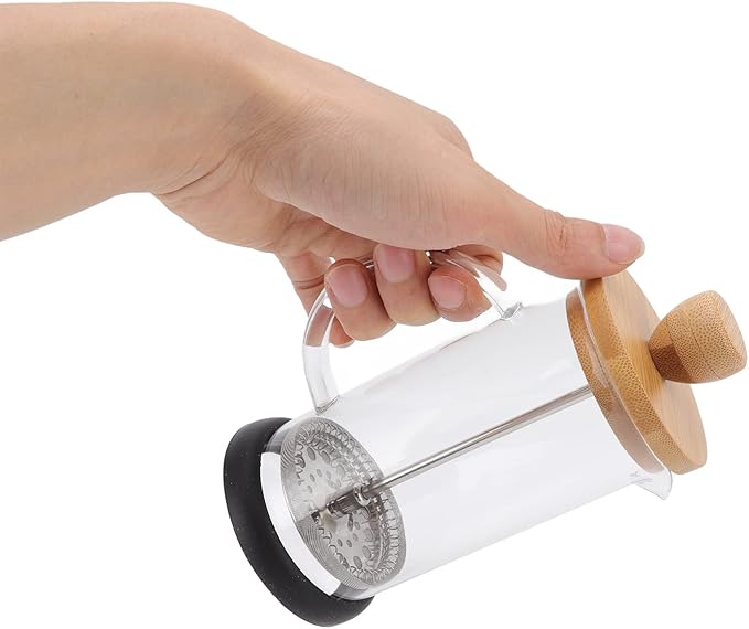 Topyond French Press Glass Coffee Maker Heat-Resistant Glass 20oz Bamboo Lid Coffee Press Tea Press for Loose Tea with Brewer Filtering Function for Home and Office (600ml