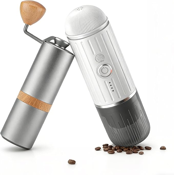 Portable Espresso Coffee Maker with Manual Coffee Grinderfor Travel、car、hiking and climbing
