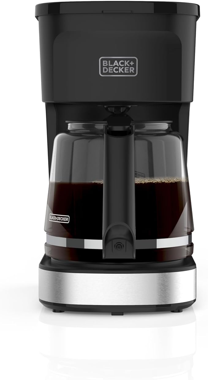 BLACK+DECKER CAFÉCRAFT 12-Cup Coffee Maker One-Switch Drip Coffeemaker with Vortex Showerhead Technology Sneak-A-Cup Keep Warm Function Stainless Steel