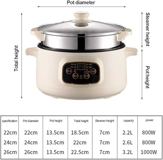 Cooking Pot Multifunctional Rice Cooker Slow Cooker With Automatic Power-Off Protection Household Small Hot Pot Rice Cooker With Steamer(Khakimechanicalversion24cm)