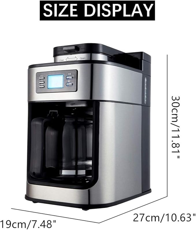JITUIHOM 1.2L Automatic Espresso Coffee Machine with Grinder - Drip Maker for Home and Office 110V/1000W