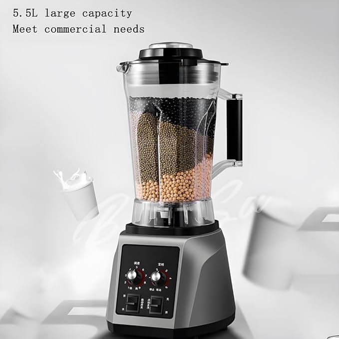Commercial Blender 2200w Smoothie Blender with 9 Speed Adjustable 6L Professioanl Blender with Timer 8-Blade Steel Knife Lid with Clasp for Shakes Smoothies Ice Crushing Home