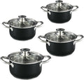 8Pcs Stainless Steel Cookware Set with Glass Lid Universal Cooking Pot Combination Anti-Scratch Soup Pot Set for Soup Cooking Stove