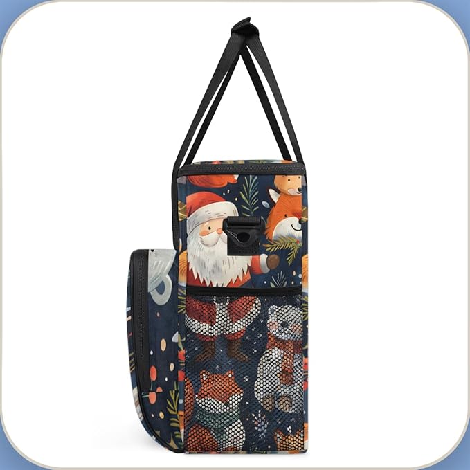 Fantastic Santa Claus Coffee Maker Carrying Bag Magical Santa Claus Travel Storage Bag Compatible with K-Mini or K-Mini Plus Single Serve Coffee Brewer Carrying Case with Pockets &amp Shoulder Stra