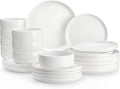 MALACASA Plates and Bowls Sets 24 Pieces Modern Porcelain Dinnerware Set for 8 Ceramic Dishware Dishes White Kitchen Dinner Dining Ware Set Microwave and Dishwasher Safe Series LUNA