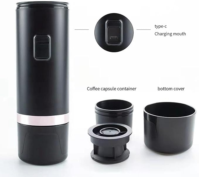 Portable Coffee Maker Electric Heating Machine USB Charging Large Capacity Batteryfor For Camping Hiking Travel 12V 24V Easy To Use For Coffee Lover