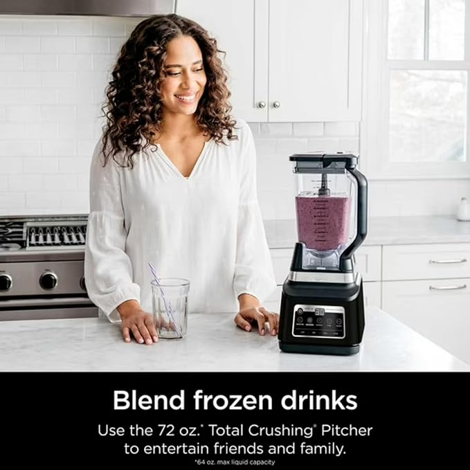 Professional Kitchen System 1400W Blender 8-Cup Food Processor Auto-iQ 72oz Pitcher 2 Single-Serve Cups