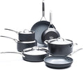 GreenPan Paris Pro Hard Anodized Healthy Ceramic Nonstick 11 Piece Cookware Pots and Pans Set with Stainless Steel Lids PFAS-Free Dishwasher Safe Grey