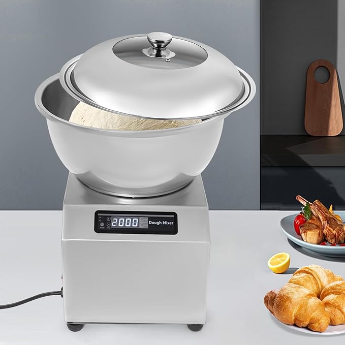 Commercial Dough Mixer Machine 1500W 8KG Heavy Duty Spiral Kneader with 1400rpm &amp Dual Rotation 110V Free Standing Electric Dough Maker for Bakery Restaurant Pizza Dough