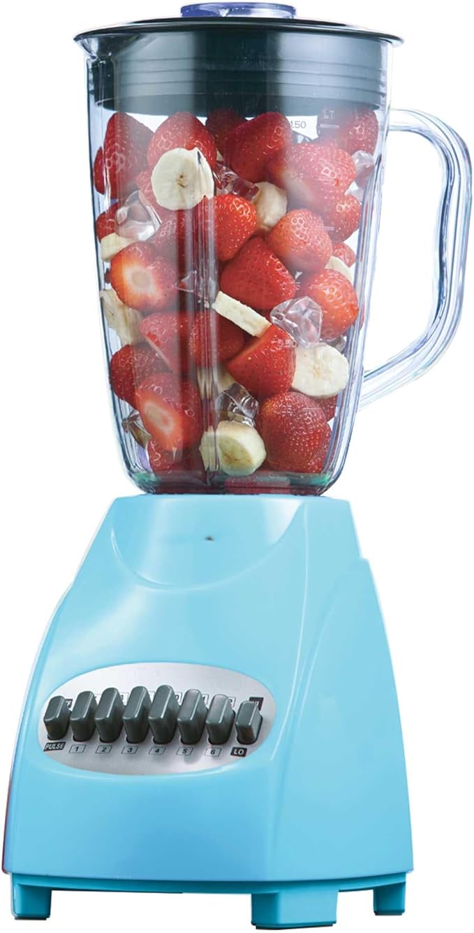 12-Speed Countertop Blender with Pulse Function – 50oz BPA-Free Jar Stainless Steel Blades Ice Crusher &amp Smoothie Maker 350W Kitchen Blender (Blue)
