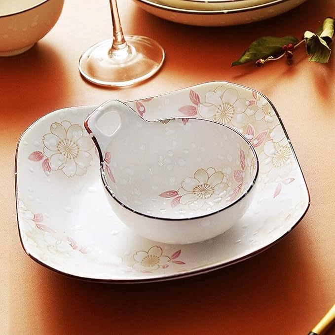 Elegant Dinnerware Set Dinner Plates Bowls Set Glaze Porcelain Dinnerware Sets26 Pcs