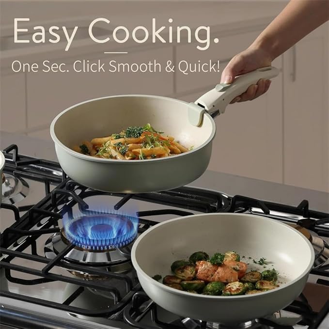17Pcs Pots and Pans Set Nonstick Cookware Set Detachable Handle Induction Kitchen Cookware Sets Non Stick with RemovableA17 Pc