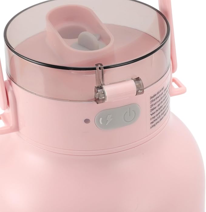 Blender Cup Multi Functional Cordless USB Rechargeable 1500mAh Electric Juicer Blender 500ml with Straw for Office (Pink)