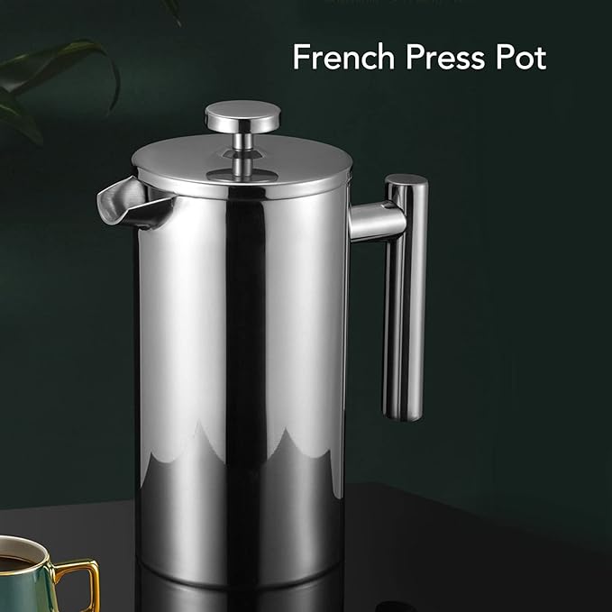 French Press Stainless Steel Coffee Maker Double Layer Insulation Coffee Press for Home Outdoor Camping Travel Nice Gift for Coffee Lover(800ML)
