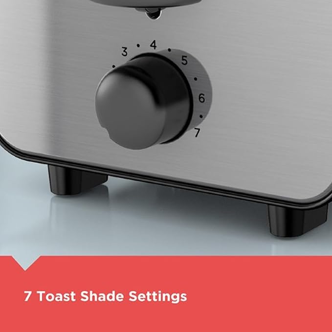 BLACK+DECKER 2-Slice Stainless Steel Toaster with 7 Toast Shades Extra-Wide Self-Centering Slots