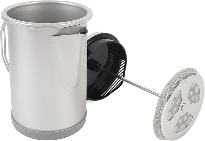 Stylish 304 Stainless Steel French Press Coffee Maker 1000ml Portable Hand Brewed Coffee Press Pot for Camping Simple Maintenance and Versatile Use (Silver)