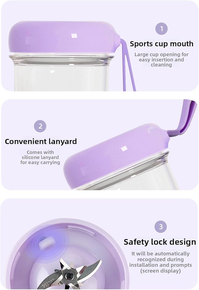 Haofy Portable Blender 40W 500ml Cordless Personal Smoothie Maker for Home Kitchen Travel Compact Rechargeable Juicer Cup With Stainless Steel Blades Blender Cup