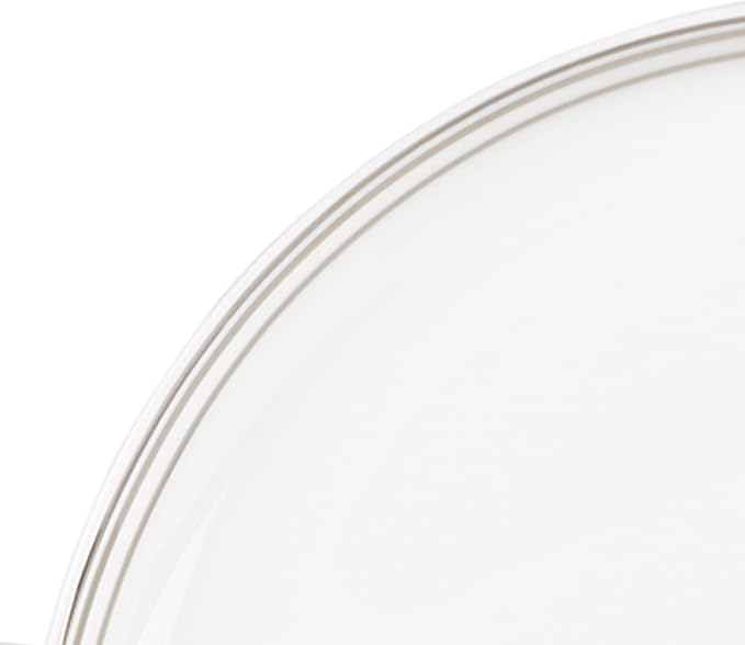Everyday White by Fitz and Floyd Nevaeh Bone China Coupe Platinum Bands Dinnerware Set Service for 4