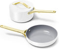 Caraway Mini Cookware Set - Non-Stick Ceramic Fry Pan (1.05 qt 8) Sauce Pan (1.75 qt) &amp Storage Rack - Non Toxic PTFE &amp PFOA Free - Oven Safe &amp Stovetop Agnostic (Gas Electric &amp In