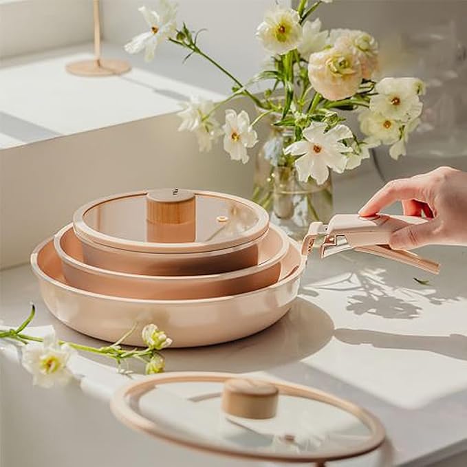 GG Removable handle Pot Cookware Set of 3P pink