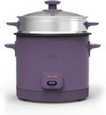 bella 16 Cup Rice Cooker with Steamer Dishwasher Safe Steaming Basket Rice Paddle and Measuring Cup Removable Nonstick Cooking Bowl Automatic Keep Warm Function 400 Watt Plum